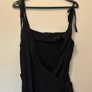 All Saints Black Silk Dress with Tie Straps and Closure Size 10